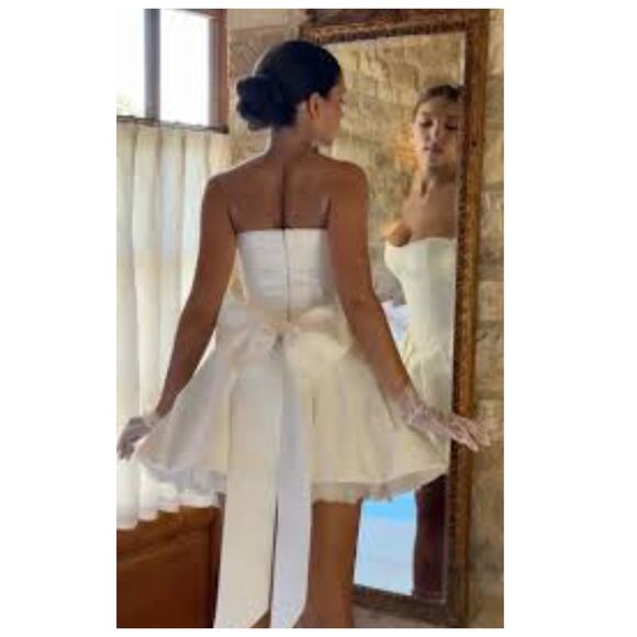 HOUSE OF CB Noele Bow Strapless Satin Mini Gown Size XS - Picture 4 of 16